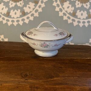 Noritake Floral White and Pink Sugar Bowl